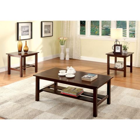 Maximizing Your Space with the Versatile Dark Gray Pine Wood 3-Piece Coffee Table Set